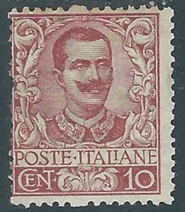 1901 REGNO FLOREALE 10 CENT DIFETTOSO MH * - ASTA - Picture 1 of 2