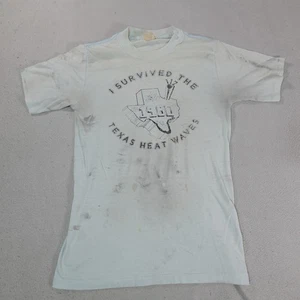 Vintage Texas Shirt Mens Small Survived The Heat Waves Distressed Tee 1980 80s - Picture 1 of 19