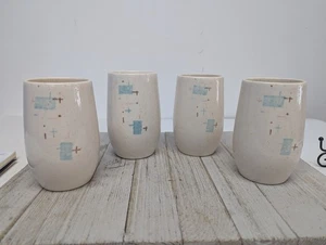 Vintage Set of 4 Vernonware Metlox Heavenly Days 5" Tumblers Cups Glasses MCM - Picture 1 of 12