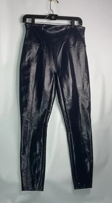 Spanx Women’s Sz Petite Large Faux Leather Moto Minimalist Black Pull On Pants - Image 1 of 4