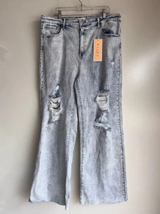 Neu mit Etikett Risen Distressed High Rise Wide Leg Jeans Größe 3XL - Bild 1 von 13