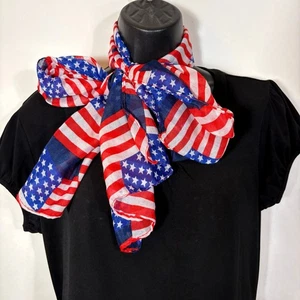 American Flag Long Scarf 60" x 12" Lightweight Patriotic USA Red White Blue - Picture 1 of 9