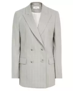 Blazer 12 REISS Gris Pixie Chaqueta Rayas Doble Pecho. Lana para mujer - Imagen 1 de 3