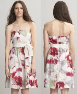 Banana Republic Pink Combo Floral Print Grosgrain Belt Strapless Dress - Picture 1 of 4