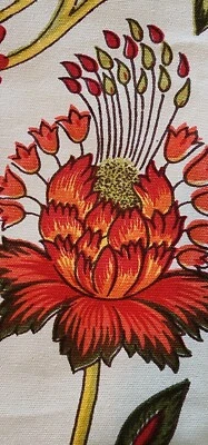 APRIL CORNELL FOR NOW DESIGNS CREAM RED YELLOW FLORAL COTTON TABLE RUNNER 72"X13 - Image 1 of 4