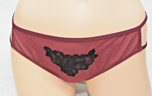 NWT Adore Me Double String Side Bikini Burgundy Embroidery Floral L Large Panty - Picture 1 of 7