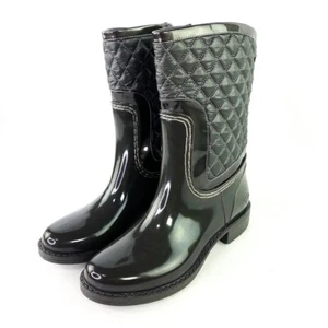 Womens Posh Wellies Quilted Rain Graphite Boots Size 8 - Picture 1 of 10