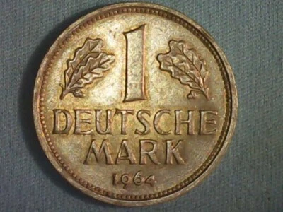 1964-J GERMANY 1 MARK - XF/AU CONDITION - FREE U.S / $2.50 EU SHIPPING - Image 1 of 2