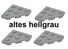 LEGO 4 ALT hellgraue Flügelplatten Platte Wedge Plate 3x3 Cut Corners 2450 used 
