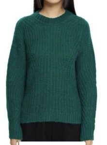 Neu Esprit Damen Rundhals Alpaka Woll Mix Pullover Mit Lochmuster Gr. XXL Grün - Bild 1 von 2