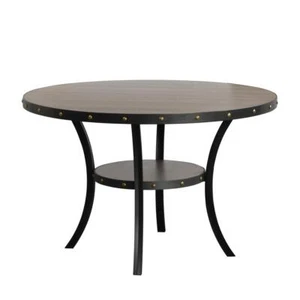 Furniture Crispin 48" Round Melamine Wood Dining Table in Gray - Picture 1 of 5