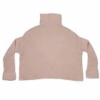 Leith Sweater Women's Size Small Pink Chunky Knit Turtleneck Cuff Sleeve Cropped