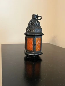 NEW Decorative Black, Metal & Glass Morrocan Designed Lantern - Picture 1 of 4