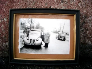cadre ancien  en bois noir+ 2 chevaux ancienne 14 X 18 Feuil. 12 X 16 cm - Photo 1/5