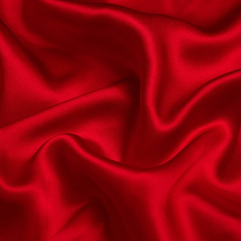 Deep Red 100% Pure Mulberry Silk Fabric by the Yard 44" width 19 mm 6A Grade - Image 1 of 4