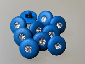 10x elegante Kunststoffknöpfe Blau mit Strassstein - Strass - 10mm - - Bild 1 von 1