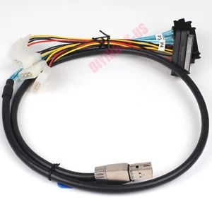 1M Mini SAS SFF-8644 to 4 SATA 29-Pin SAS SFF-8482 W/ IDE Power Connector Cable - Picture 1 of 5