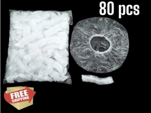 80pcs Disposable Shower Bathing Clear Hair Elastic Caps Hats, Hotel,Home Cooking - Picture 1 of 10