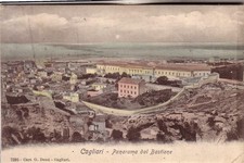 CAGLIARI CITTA' FP  VIAGGIATA 1907 PANORAMA DAL BASTIONE BELLA