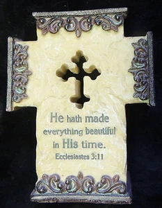Christian Cross Shelf Decor Ecclesiates 3:11 He Hath Made Everything Beautiful - Picture 1 of 1