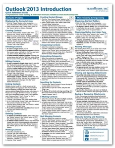 Outlook 2013 Training Guide Quick Reference Card 4 Page Cheat Sheet Instructions - Picture 1 of 4