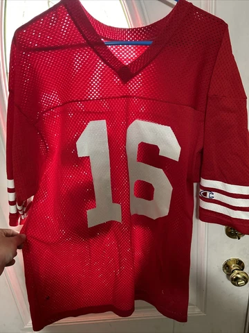 Vintage San Francisco 49ers Red Joe Montana Jersey XL Champion Football NFL Cover