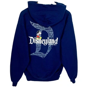 VTG Disneyland Blue Hoodie M Mickey Mouse D Logo Disney Apparel Kangaroo Pocket - Picture 1 of 8