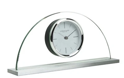 Glass Half Moon Quartz Battery Mantel Clock by London Clock Co. Magnitude 03133 - Image 1 of 3
