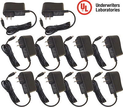 10pcs UL Certified 12V DC 1 Amp 1000mA CCTV Camera Power Supply Charger Adapter - Image 1 of 4