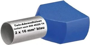 Twin Aderendhülsen 2 x 16 mm² blau Adernhülsen Doppel Aderendhülse verzinnt - Bild 1 von 1