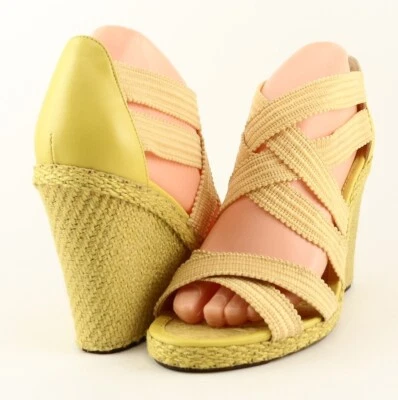 $185 LUXURY REBEL MARISSA Yellow Corn Designer Elastic Straps Wedges 10 EUR 41 - Image 1 of 4