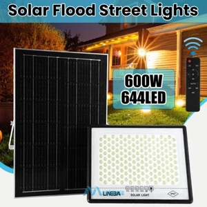600W Outdoor LED Solar Street Light Dusk-to-Dawn Wall Solares Lampara Luz+Remote - Picture 1 of 20