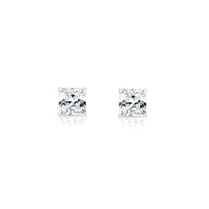 Pendientes cuadrados canasta de oro blanco de 14K real de diamantes simulados princesa de 0,36 quilates - Imagen 1 de 3