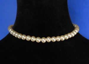 Collana girocollo vintage singolo filo perle finte tono argento regolabile 11"-13" - Foto 1 di 6