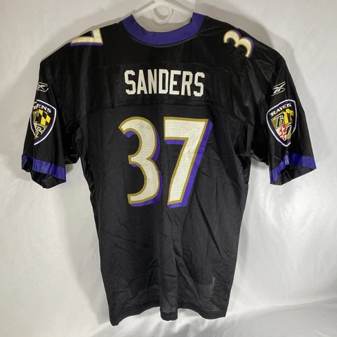 Vintage Deion Sanders Jersey Baltimore Ravens #37 NFL Football Reebok XL Black Cover