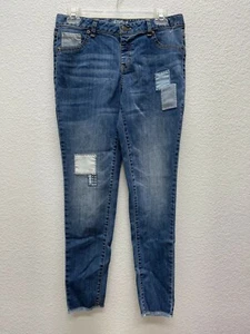 Cat & Jack Girls 16 Skinny Jeans Jegging Patchwork Quilt Look Light Washed Ankle - Picture 1 of 5