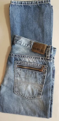 EXPRESS Men Rocco Slim Straight Zip Pocket 100% Cotton Denim Jean - 36x32 Blue - Image 1 of 4