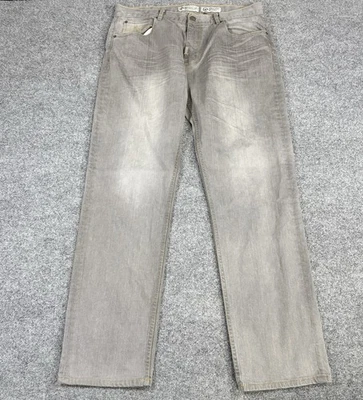 Pantalones de mezclilla vintage Y2K Lifted Research Group para hombre talla 38x34 bordados grises desteñidos Foto 1 de 4