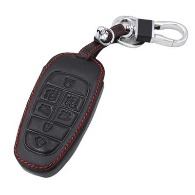 Black Leather For 2020 2021 Hyundai Sonata Nexo 6 Buttons Key Fob Bag Cover Case - Image 1 of 4
