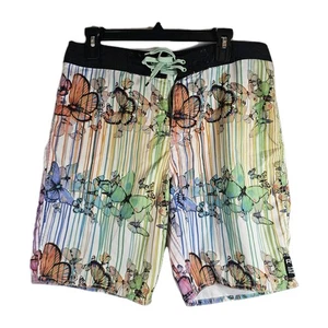 Rvca Sage Vaughn Butterfly Board shorts Unlined  Size 33 34 Colorful EUC  - Picture 1 of 7