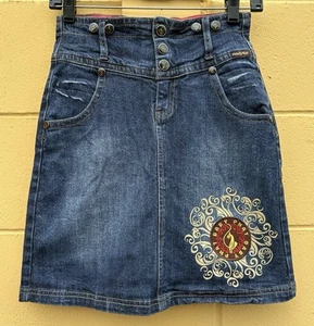 Baby Phat Embroidered Denim Girl's Skirt Size 12 Y2K - Picture 1 of 7