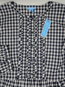 NWT Draper James Ruffle Placket Shirtdress size 3X Navy Gingham NEW - Picture 1 of 9
