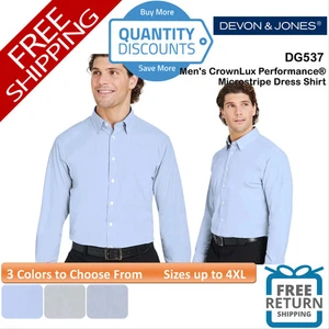 🔥 Devon & Jones Herren CrownLux Mikrostreifen Oberhemd bis 4XL DG537 - Bild 1 von 19