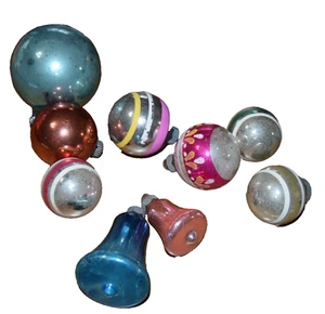 9 campanas a rayas vintage brillantes Brite adornos surtidos - Imagen 1 de 5