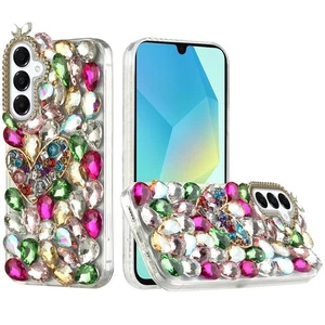 For Galaxy A16 5G Phone Case Sparkly Crystal Clear 3D Full Body Rhinestone Cover - Picture 1 of 28