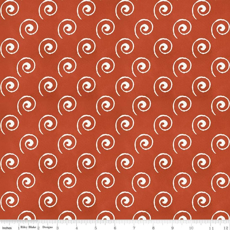 17" Long Remnant COFFEE CHALK Swirls Red Quilt Fabric by Riley Blake - Image 1 of 1
