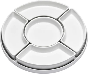 5 Section Porcelain Divided Serving Platter Relish Tray for Appetizers Snacks - Picture 1 of 7