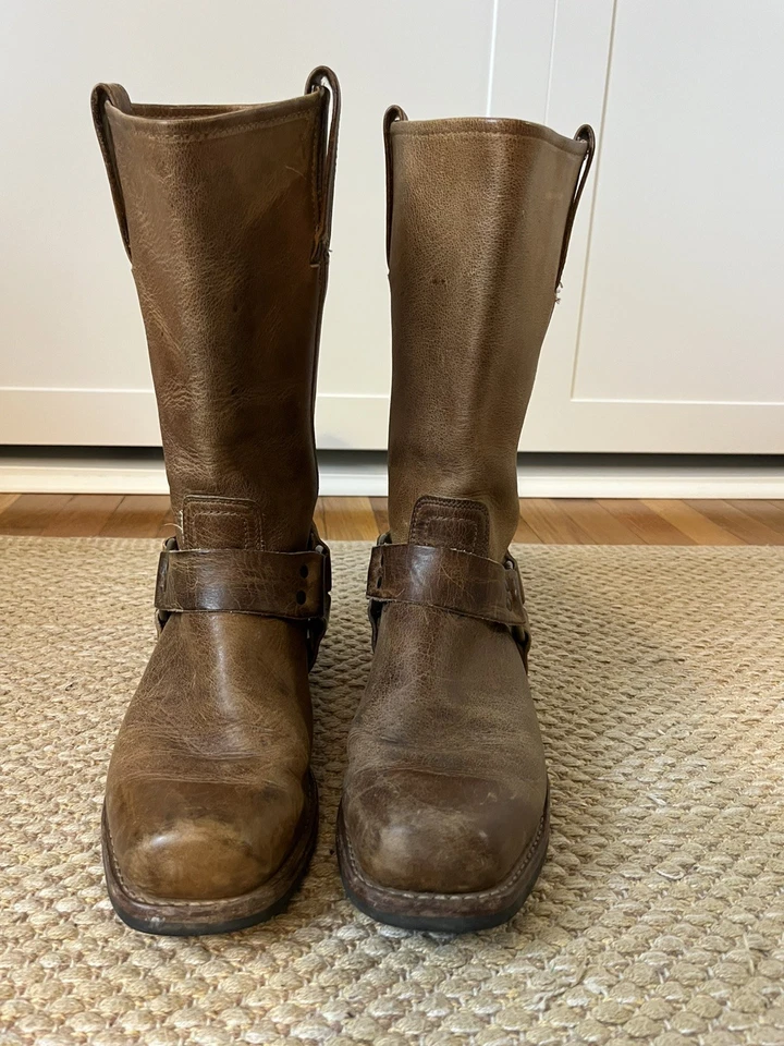 Botas Arnés Frye De Colección Para Hombre’s 9/Wonen’s 10.5 Cuero Tostado Media Pantorrilla Americana Foto 1 de 4