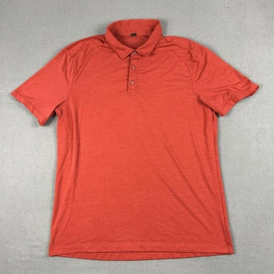 Lululemon Polo Shirt Mens Large Red Heather Short Sleeve 3 Button Performance - Image 1 of 4