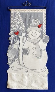 Lace Snowman Christmas Card Holder Cardinals Mailbox - Picture 1 of 8